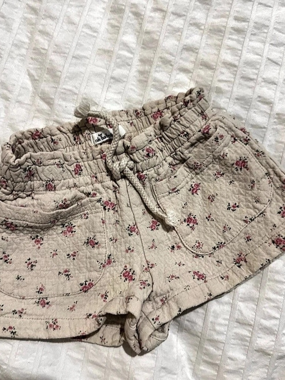oh baby Floral Quilt Bow Shorts